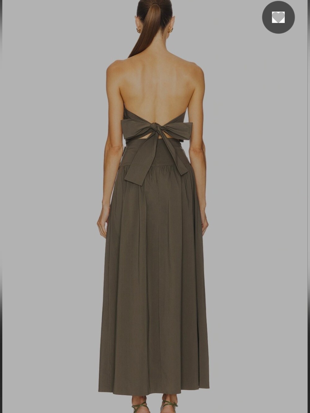 ST. AGNI Gathered Strapless Tie Back Maxi Dress in Creme / Beige - Picture 2 of 5